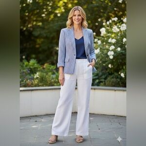 Tahari Blue & White Houndstooth Blazer - 8P